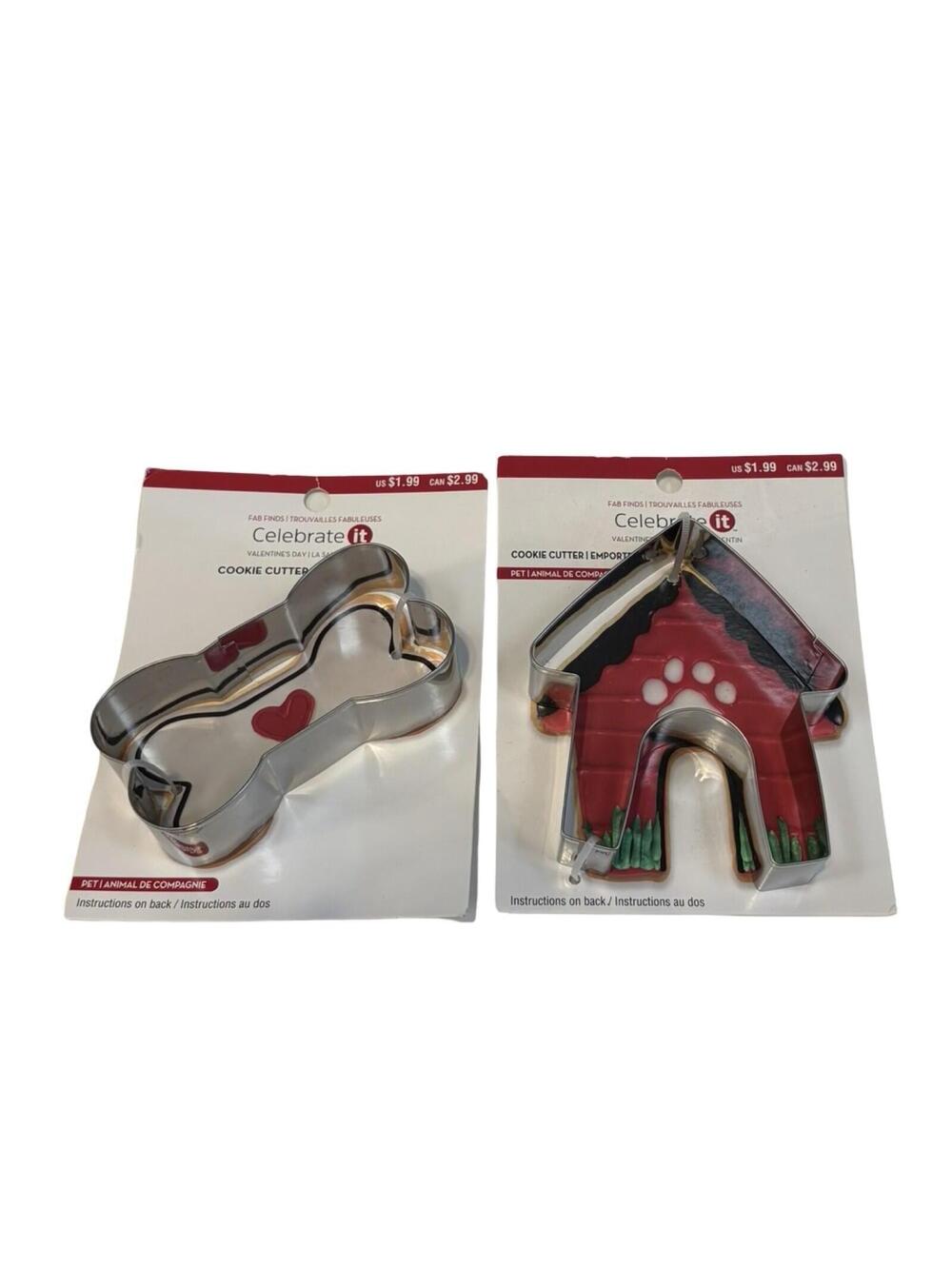Cookie Cutter PET DOG HOUSE and DOG BONECelebrate-It  3.5" x 3.5" x 1" Metal